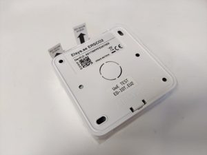 CO2 sensor showing battery tabs